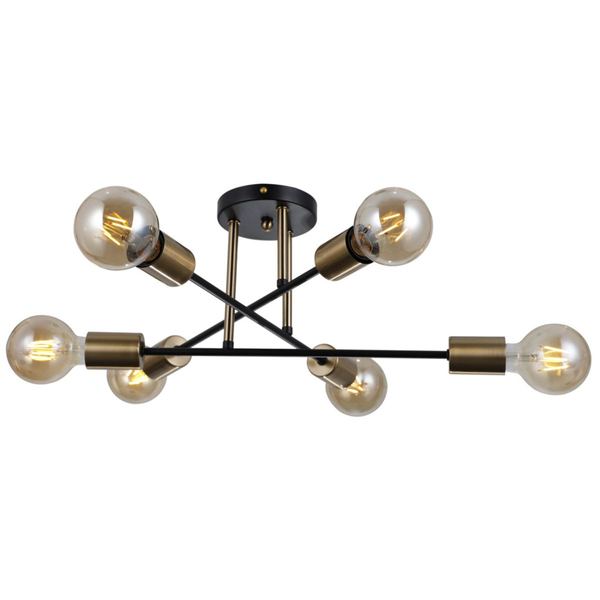 Salonowa lampa sufitowa Formio PND-4052-6-BL-HBR Italux czarna mosiądz