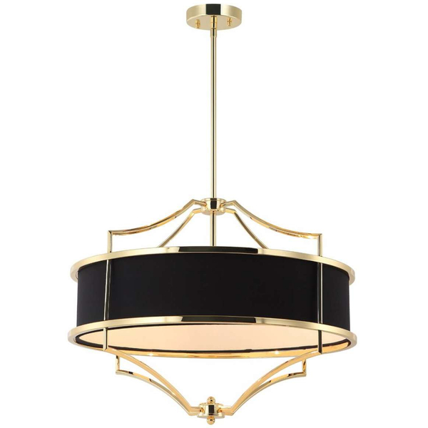 LAMPA okrągła Stesso Gold Nero M Orlicki Design wisząca OPRAWA w stylu klasycznym abażurowa czarna złota