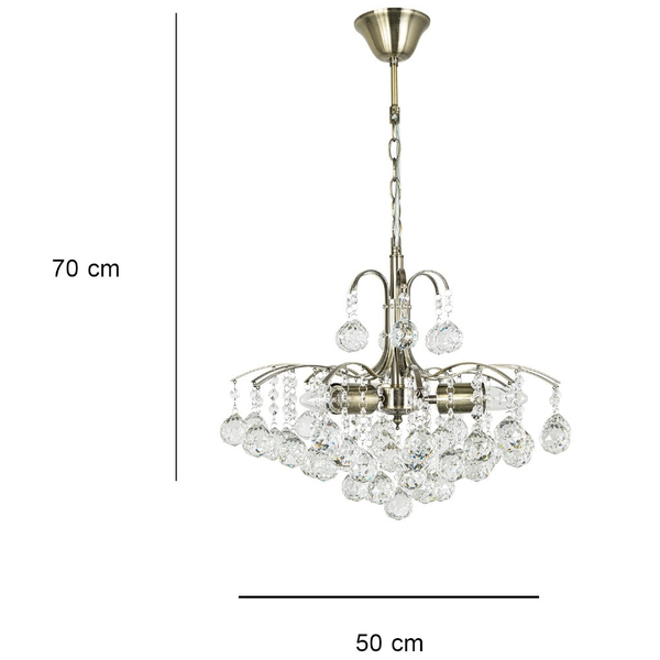 Żyrandol LAMPA wisząca Monte Carlo 6247/3 21QG Elem glamour OPRAWA crystal zwis mosiądz