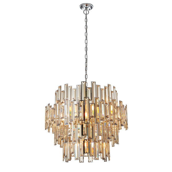 Kryształowa lampa wisząca Viviana 72746 do salonu glamour złota