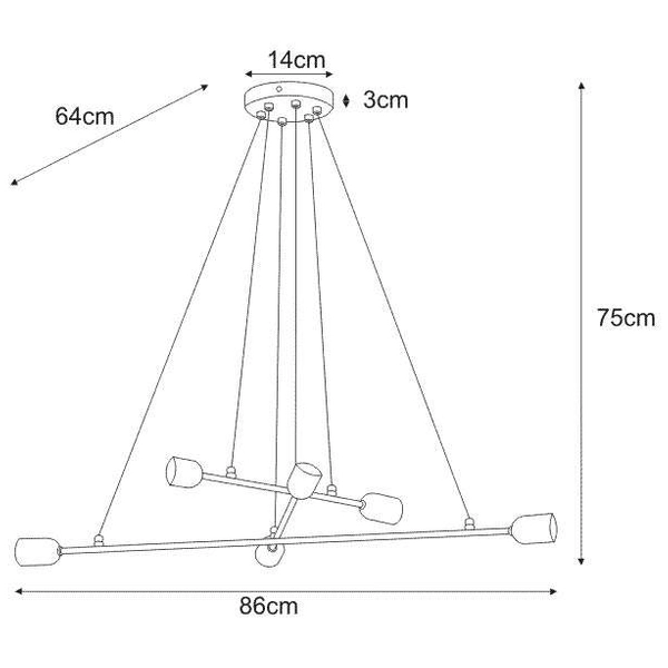 LAMPA industrialna Sitya K-4381 Kaja wisząca OPRAWA metalowe pręty sticks zwis czarny
