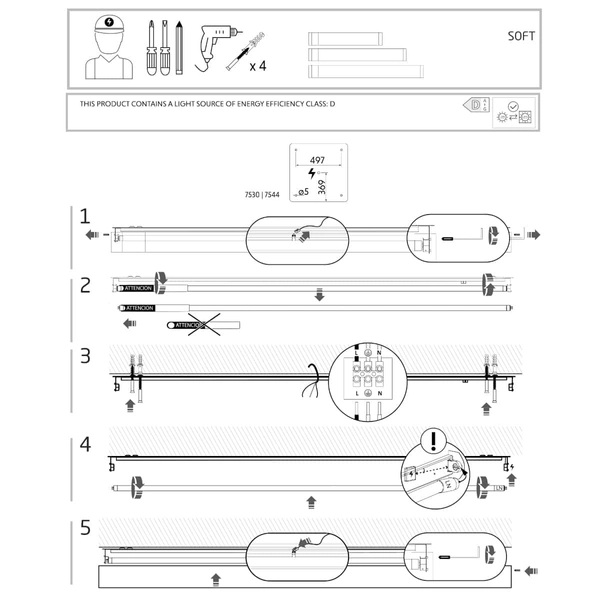 Kwadratowy plafon kuchenny Soft Ceiling 7530 Nowodvorski grafitowy biały