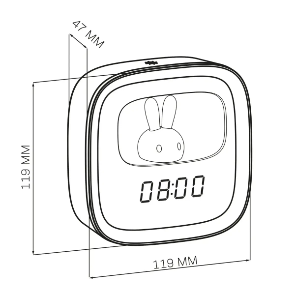 Nocna lampka z budzikiem Bunny 328144 LED 1,2W 3000K królik szary biały