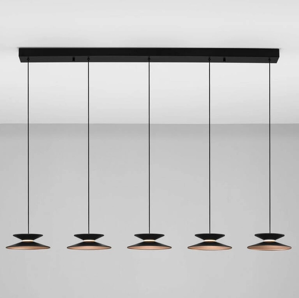 Lampa wisząca na belce GUANAY LE44744 LED 24W 3000K stożki czarna złota