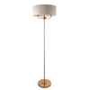Stojąca lampa tkaninowa Highclere 110724 z abażurem beżowa mosiądz