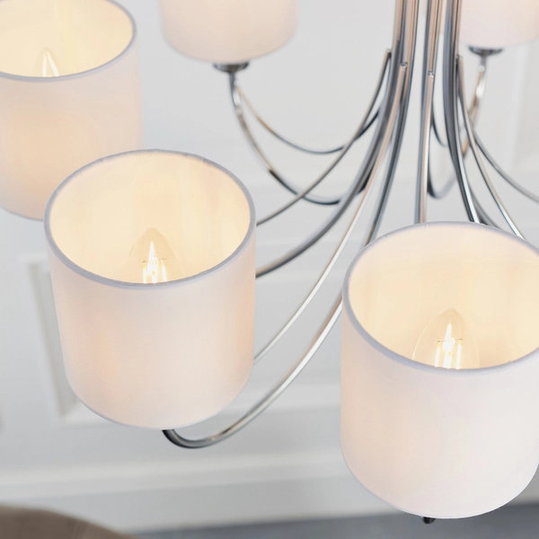 Żyrandol z kloszami phantom-7ch Endon do jadalni na łańcuchu srebrny