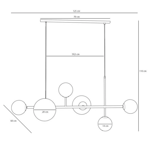 Molekułowa lampa wisząca Dione 1092K_2 Aldex nad stół balls biały