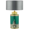 Stołowa lampa z printem Prospect PRO4224+HIL1639 Dar Lighting abażurowa zielona szara