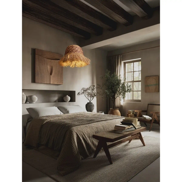 Rustykalna lampa wisząca FANLIZA LE45358 drewniana brązowa