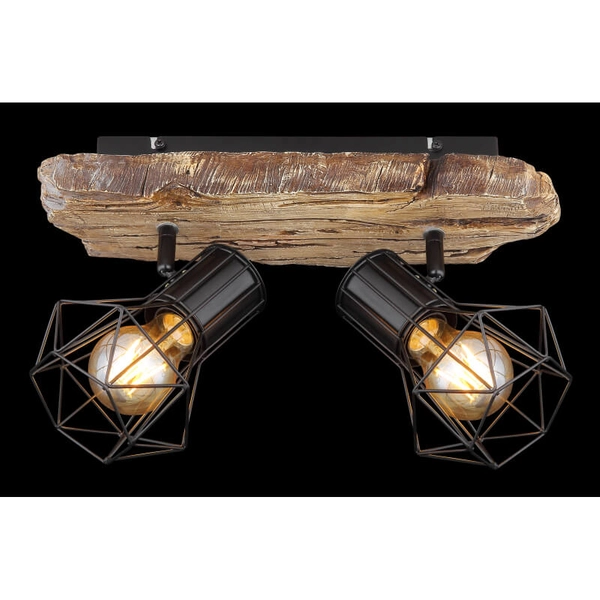 Sufitowa lampa rustykalna Priska 54017W-2 drewno czarna