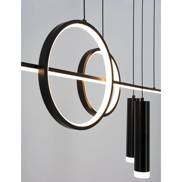Zwisowa lampa Moderno DRS3620/2 BL LED okręgi tuby czarna