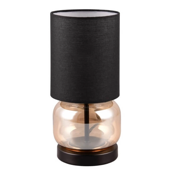 Abażurowa lampa stołowa Elio 517800113 do gabinetu czarna bursztynowa