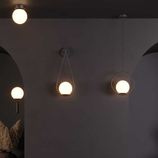 Wisząca lampa Milano ABR-LWMR-E27 Abruzzo bańka zwis czarna biała