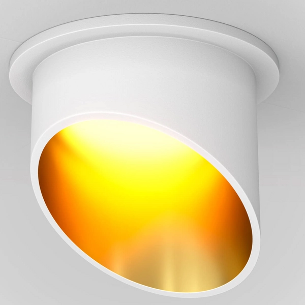 Oczko wpustowe Lipari DL044-01-GU10-W do salonu ukośne białe złote