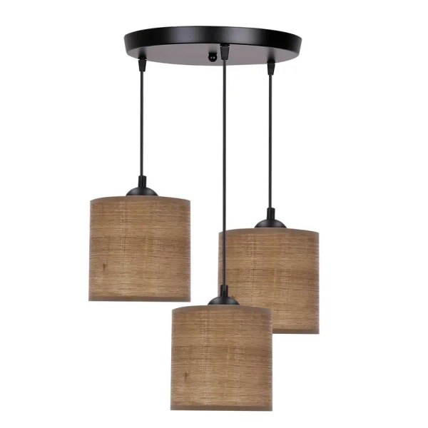 Jadalniana wisząca lampa LEGNO 33-18342 potrójna brązowa czarna