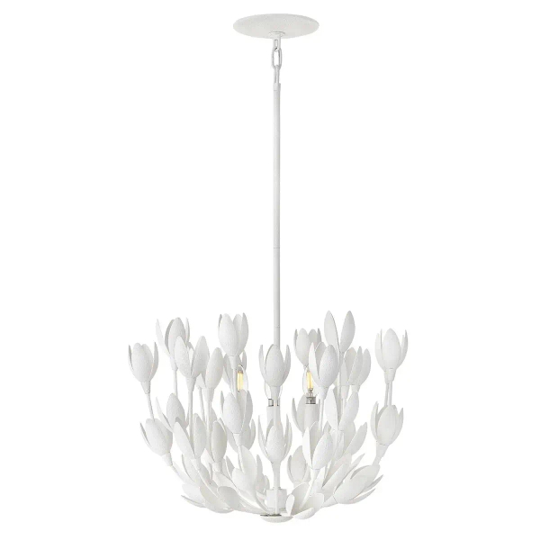 Żyrandol do salonu Flora QN-FLORA3-WHT kwiaty metalowe białe