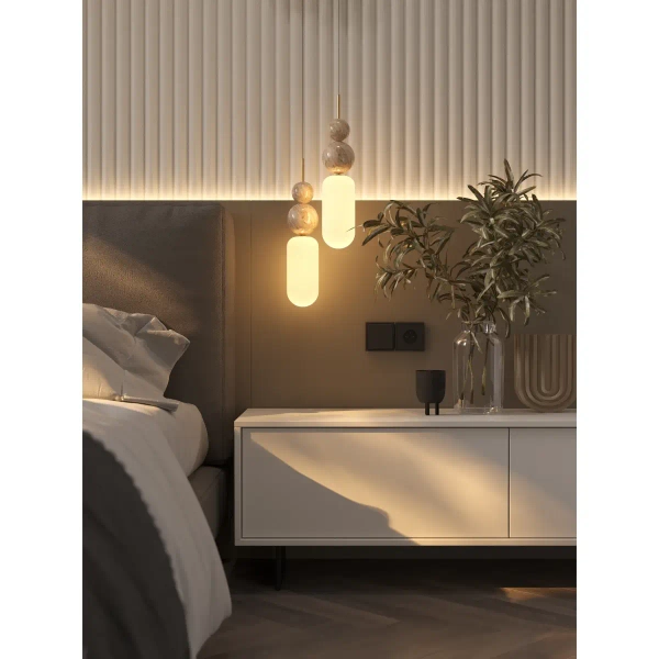 Okrągła lampa wisząca Maxlight NOVA P0642 do jadalni złota biała