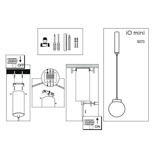 Sypialniana lampa wisząca iO 5073 kulista czarny biały
