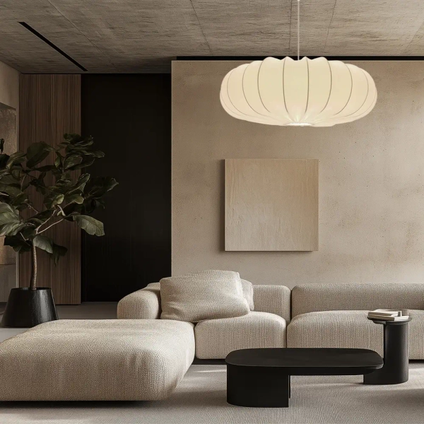 Abażurowa lampa wisząca Cafee' 31-39224 skandynawska kremowa biała