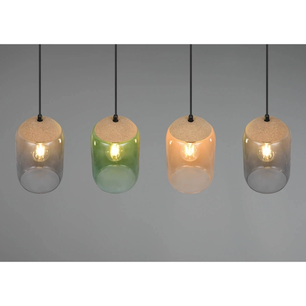 Lampa wisząca na listwie CORK 364600417 owalna szklana czarny multikolor