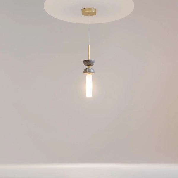 Marmurowa lampa wisząca Kioto MOD178PL-01GR złota szara