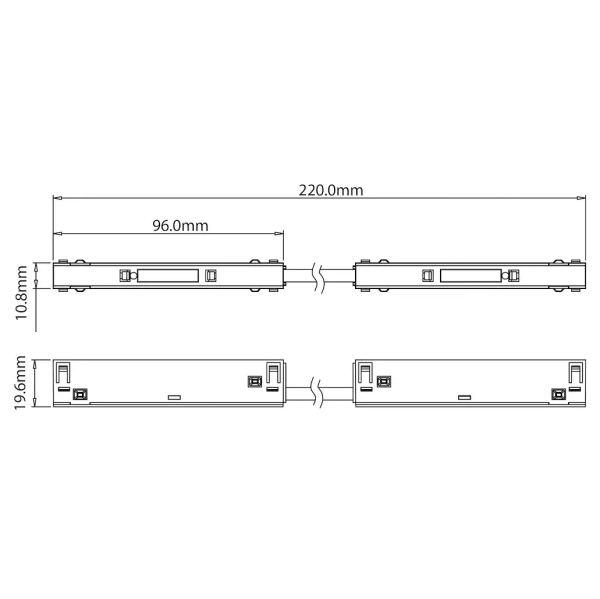 Narożne łączenie szyn magnetycznych Magnetic Track ML2191 z kablem czarny