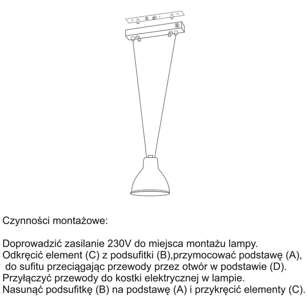 LAMPA wisząca MASAMI 7949 Shilo loftowa OPRAWA metalowy zwis biały