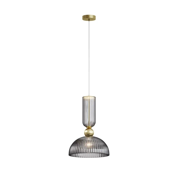 Wisząca lampa szklana Antic MOD302PL-01GR1 kopułowa szara mosiądz