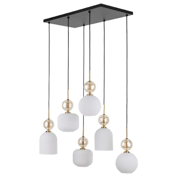 Nowoczesna wisząca lampa Sophia Cognac do salonu biały czarny