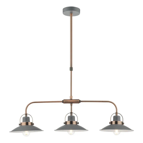 Wisząca lampa retro Liden LID0339 potrójna grafitowy miedziany
