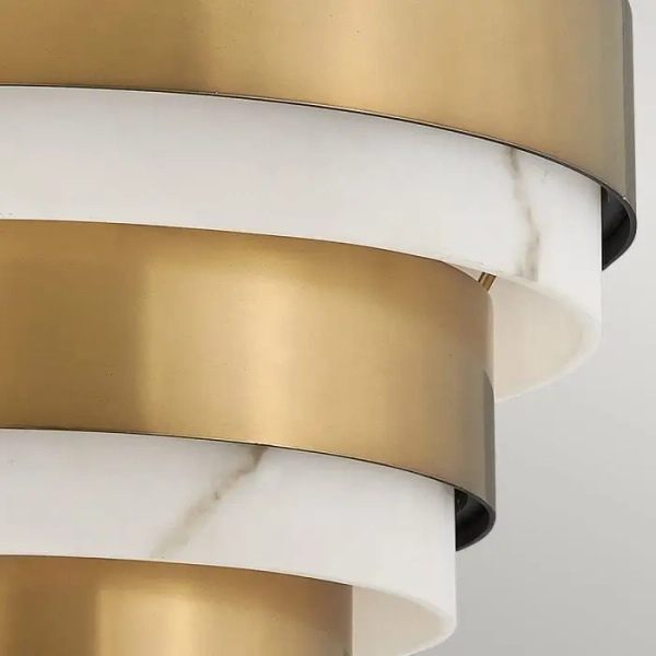 Sufitowa lampa art. deco Echelon QN-ECHELON-SF ringi białe mosiądz