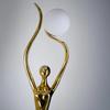 Designerska lampa podłogowa DEMETER złota biała AZ6784 1xE27 kula