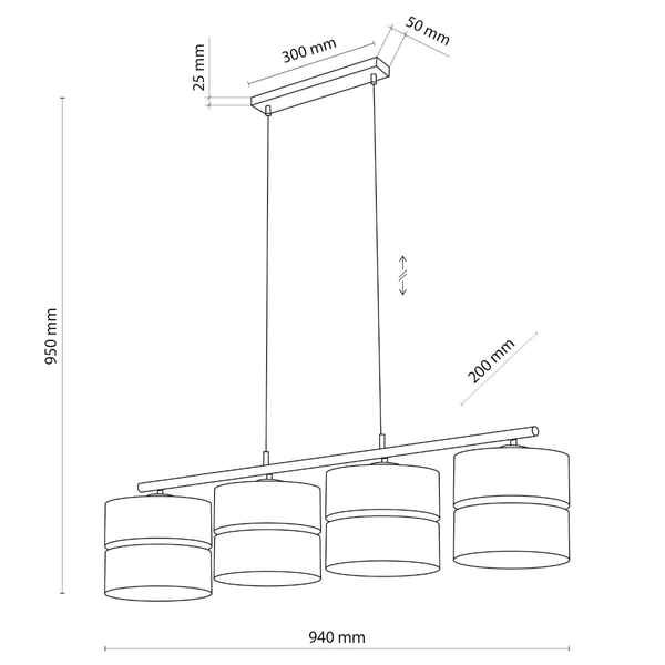 Lampa wisząca na listwie tuby Linobianco 6576 TK Lighting biała brązowa