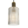 Szklana lampa zwisająca Nikolas NIK0140-E01 żebrowana szklana mosiądz