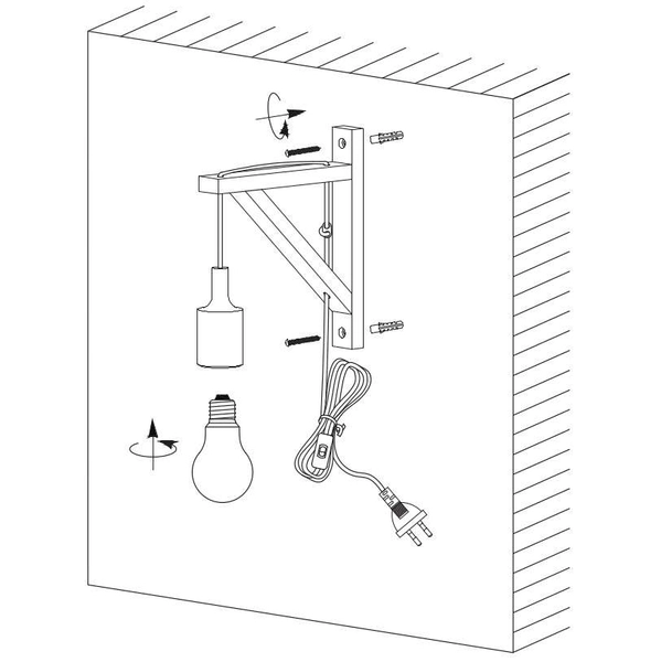 Kinkiet LAMPA ścienna FIX WALL 08208/01/30 Lucide metalowa OPRAWA na przewodzie czarna drewno