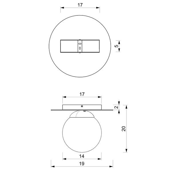 Loftowy plafon gabinetowy Plato kula ball lampa biała złota