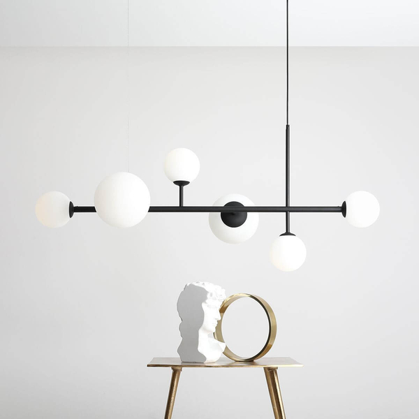 Wisząca lampa do sypialni Dione 1092K1_2 Aldex molekuły szkło czarny