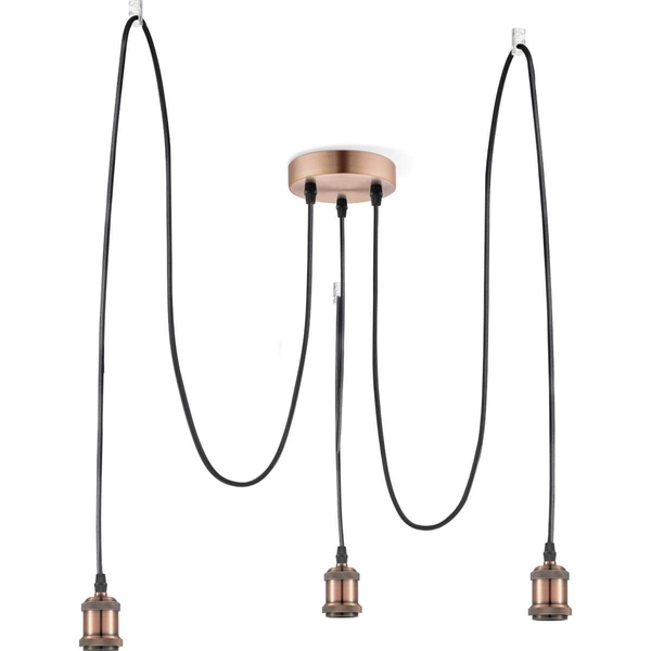 Industrialna LAMPA wisząca OLIVER A32-3 Globo loftowa OPRAWA metalowa ZWIS pająk czarny miedziany