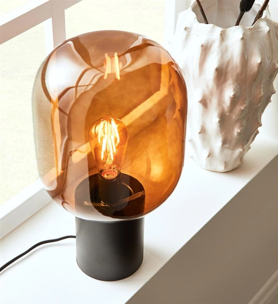 Stojąca lampka stołowa Brooklyn 108294 szklana brązowa czarna