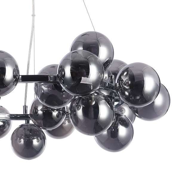 Loftowa LAMPA wisząca CABELLA PND-5252-25-CH+SMK Italux szklana OPRAWA molekuły zwis bubbles kule balls chrom przydymiony