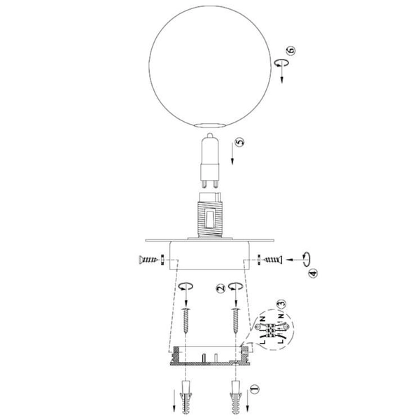 Plafon szklana kula MINI 108344 Markslojd do łazienki IP44 biała czarna