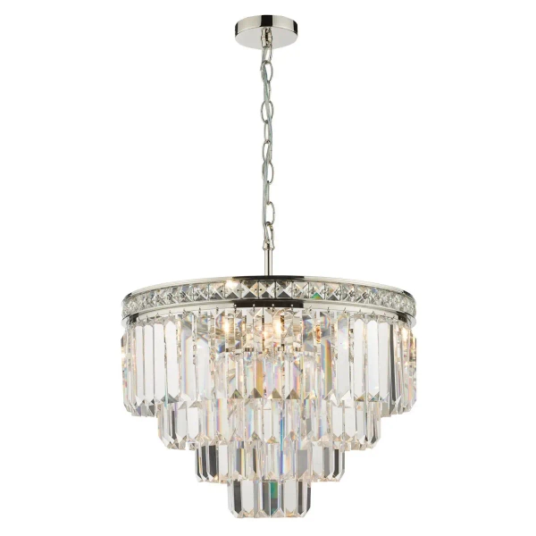 Glamour wisząca lampa Vyana VYA0432 kryształowa do salonu nikiel