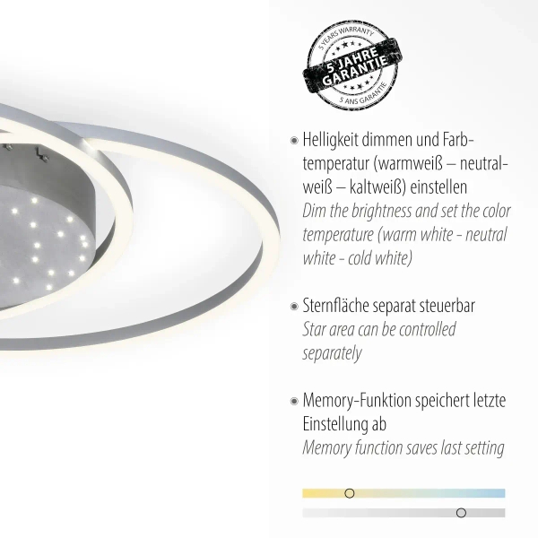 Lampa sufitowa z regulacją barwy YUKI biała 6025-55 3xLED 48W 2700-5000K CCT