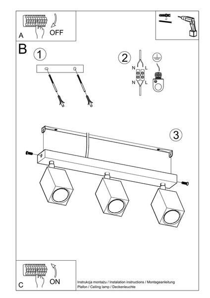 Lampa sufitowa SL.1037 ruchome reflektorki drewniane