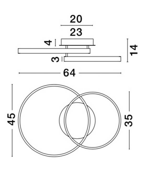 Sufitowa lampa pokojowa Nueve rings LED 44W 3000K plafon złoty