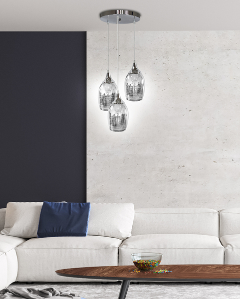 Wisząca lampa MARINA 33-60181 skandynawska szklana zwis kaskada srebrna