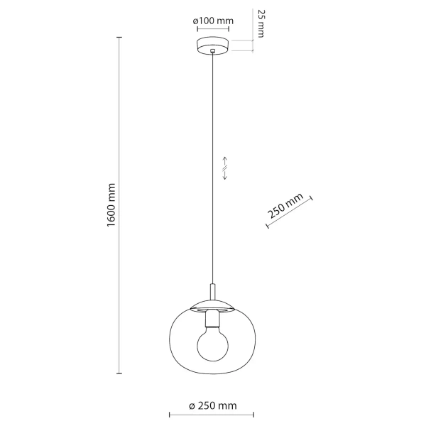 Szklana lampa wisząca do sypialni VIBE 4676 kula czarny bursztynowy
