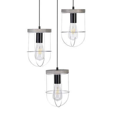 Industrialna lampa wisząca NETUNO 1871759357R druciana zwis drewno srebrny