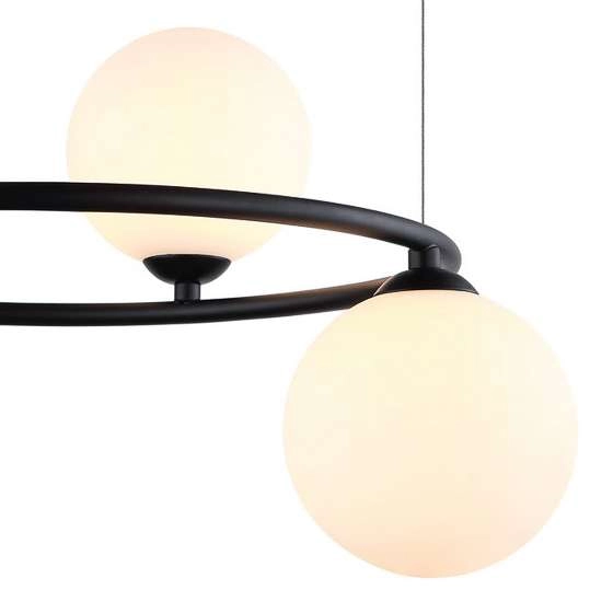 LAMPA wisząca AMILY MDM-3974/4 BK Italux metalowa OPRAWA okrągły ZWIS szklane kule balls czarny biały