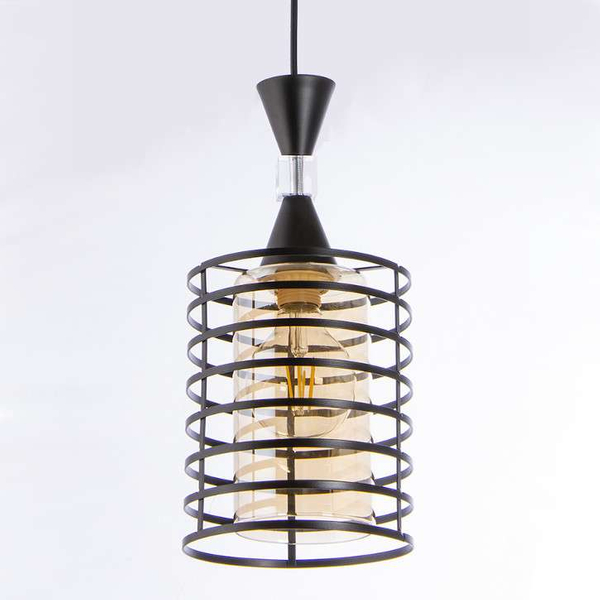 Loftowa lampa wisząca VEN W-3991/1 BK druciana czarny miodowy